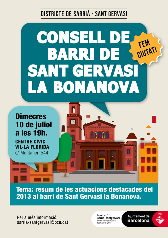 Cartell Consell de Barri de Sant Gervasi La Bonanova