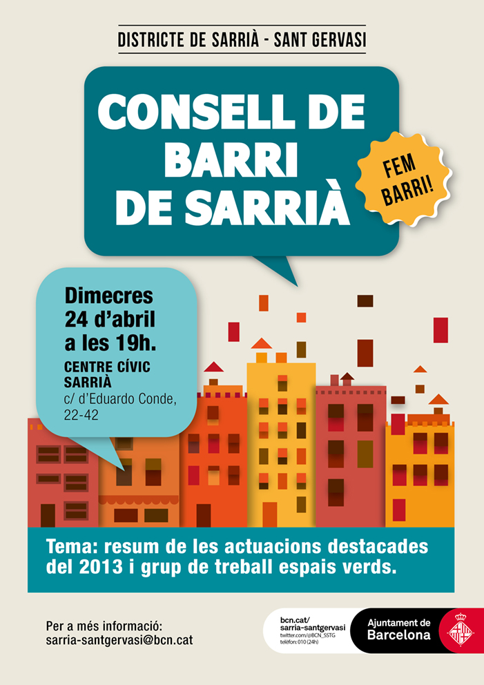 Cartell consell de barri genèric per Barcelona