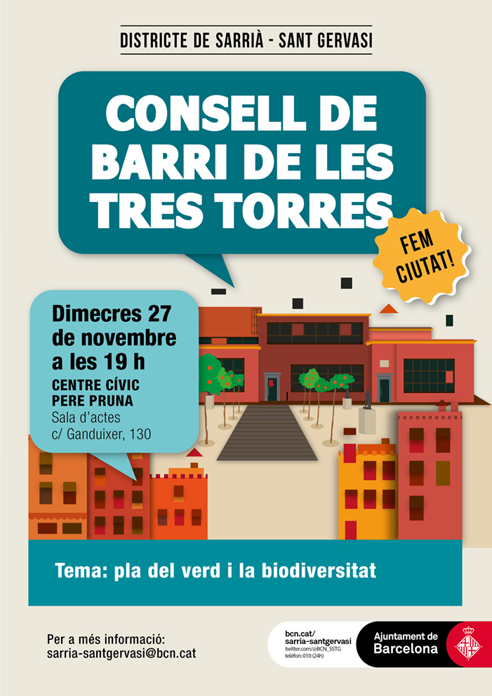 Cartell Consell de Barri de les tres torres