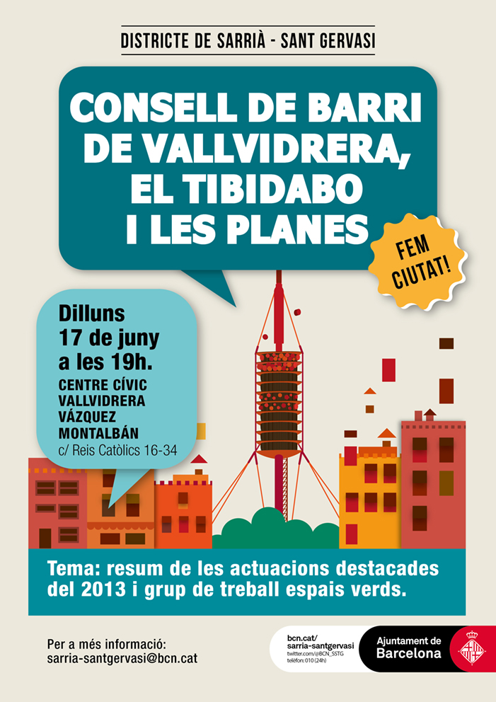 Cartell Consell de Barri Vallvidrera Tibidabo i les Planes